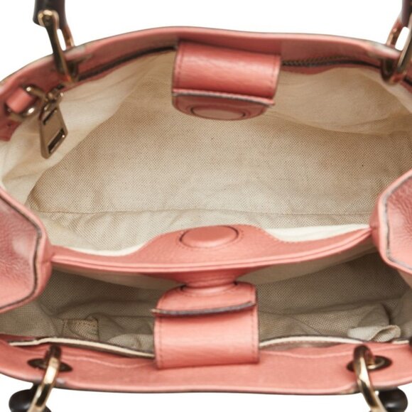 GUCCI Pink Leather Bamboo Shoulder Bag - Picture 12 of 16